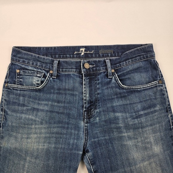 7 For All Mankind Slimmy Men's 33 Dark Wash Blue Denim Jeans Style ATA511834A - Picture 5 of 8
